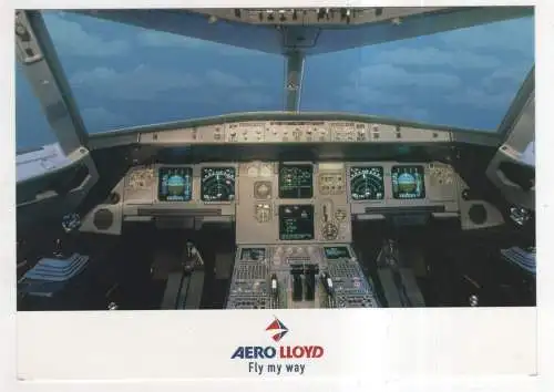 [Ansichtskarte] AIRPLANE / FLUGZEUG - Aero Lloyd  Airbus A320 Cockpit. 