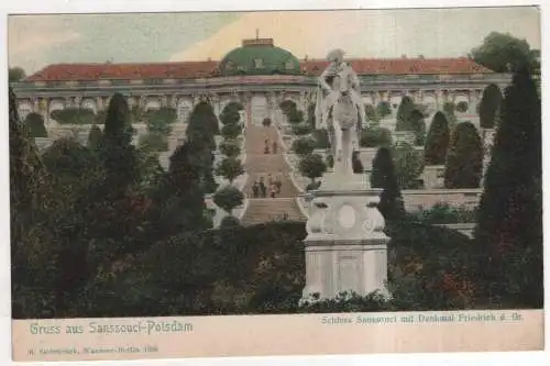 [Ansichtskarte] GERMANY - Potsdam - Schloss Sanssouci mit Denkmal Friedrich d. Gr. 