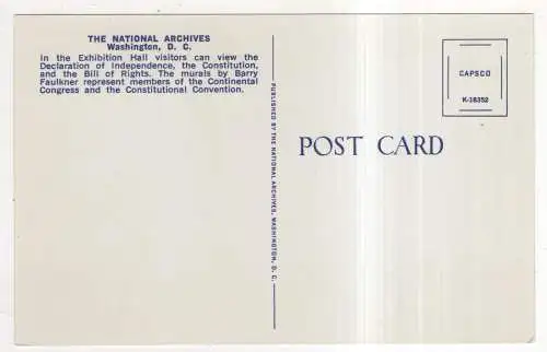 [Ansichtskarte] USA - Washington D. C. - the National Archieves. 