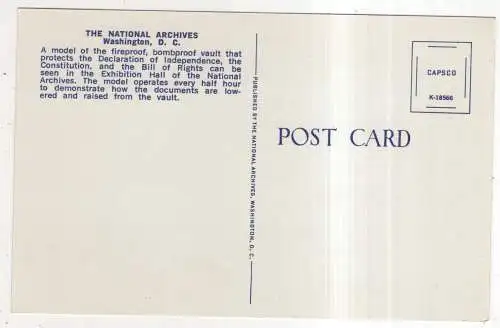 [Ansichtskarte] USA - Washington D. C. - the National Archieves. 