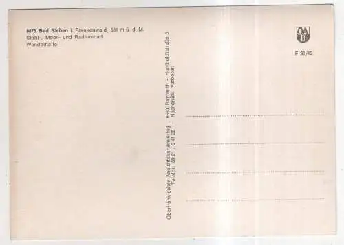 [Ansichtskarte] GERMANY - Bad Steben im Frankenwald - Wandelhalle. 