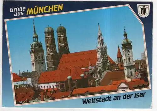 [Ansichtskarte] GERMANY - München - Türme von St. Peter, Dom,  Rathaus und Spitalkirche Hl. Geist. 