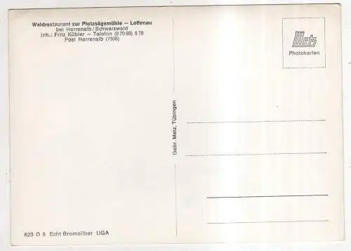 [Ansichtskarte] GERMANY - Loffenau bei Herrenalb / Schwarzwald - Waldrestaurant zur Plotzsägemühle. 