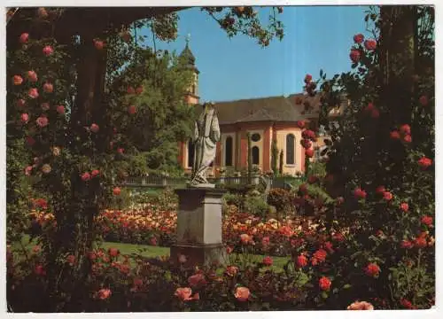 [Ansichtskarte] GERMANY - Insel Mainau im Bodensee - Rosengarten mit Jahreszeitstatue und Kirche. 