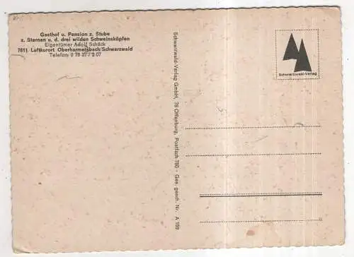 [Ansichtskarte] GERMANY - Oberharmersbach / Schwarzwald - Gasthof u. Pension z. Stube z. Sternen u. d. drei wilden Schweinsköpfen. 