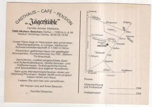 [Ansichtskarte] GERMANY - Multen-Belchen / Schw. - Gasthaus-Café-Pension Jägerstüble. 