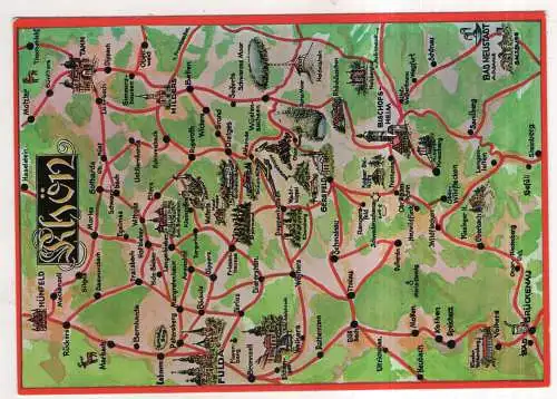 [Ansichtskarte] GERMANY - Landkarte / Karte - Rhön. 