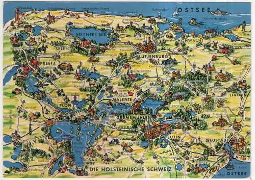 [Ansichtskarte] GERMANY - Landkarte / Karte - Die Holsteinische Schweiz. 