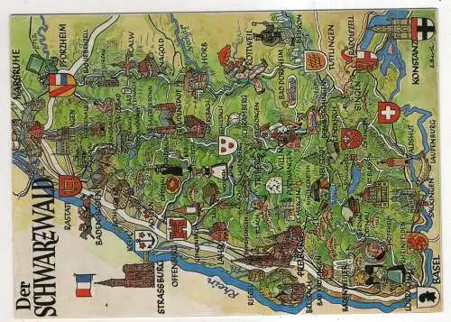 [Ansichtskarte] GERMANY - Landkarte / Karte - Der Schwarzwald. 