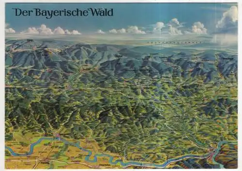 [Ansichtskarte] GERMANY - Landkarte / Karte - Der Bayerische Wald. 