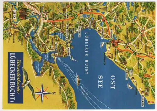 [Ansichtskarte] GERMANY - Landkarte / Karte - Lübecker Bucht. 