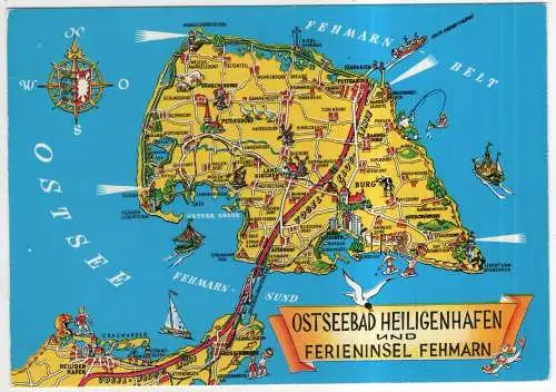 [Ansichtskarte] GERMANY - Landkarte / Karte - Heiligenhafen - Insel Fehmarn. 