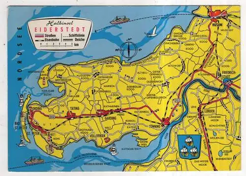 [Ansichtskarte] GERMANY - Landkarte / Karte - Halbinsel Eiderstedt. 