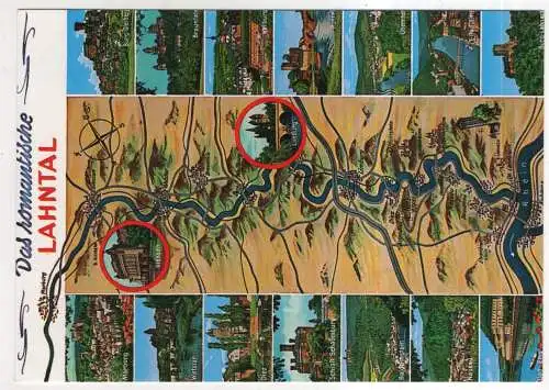 [Ansichtskarte] GERMANY - Landkarte / Karte - Das romantische Lahntal. 