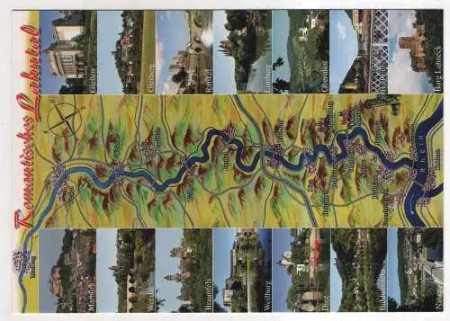 [Ansichtskarte] GERMANY - Landkarte / Karte - Romantisches Lahntal. 