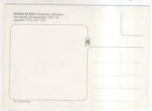 [Ansichtskarte] AUSTRIA - Maria Elend / Rosental - die beiden Bergkapellen. 