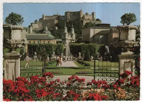 [Ansichtskarte] AUSTRIA - Salzburg - Mirabellgarten mit Festung Hohensalzburg. 