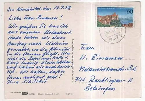 [Ansichtskarte] GERMANY - Kelheim - Weltenburg a. d. Donau. 