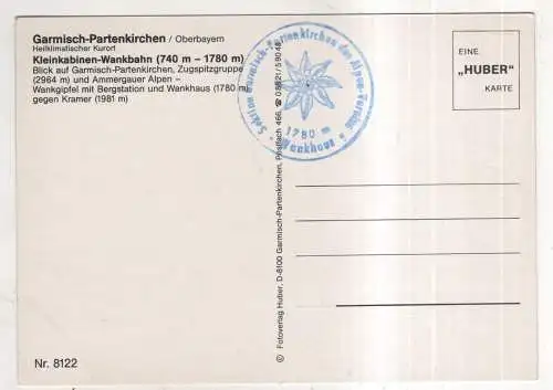 [Ansichtskarte] GERMANY - Garmisch-Partenkirchen - Kleinkabinen-Wankbahn. 