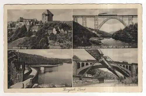 [Ansichtskarte] GERMANY - Schloß Burg - Remscheider Talsperre - Müngstener Brücke - Schwebebahn a. d. Sonnborner Brücke. 