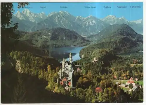 [Ansichtskarte] GERMANY - Königsschlösser Neuschwanstein und Hohenschwangau mit Alpsee. 