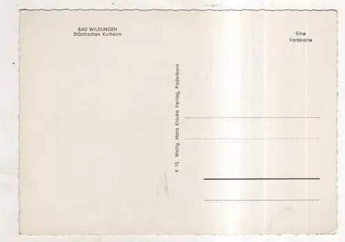 [Ansichtskarte] GERMANY - Bad Wildungen - Städtisches Kurheim. 
