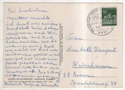 [Ansichtskarte] GERMANY - Kassel - Wilhelmshöhe - Herkules m. Kaskaden. 