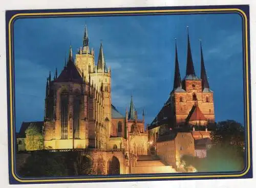 [Ansichtskarte] GERMANY  - Erfurt - Dom und Severikirche bei Nacht. 