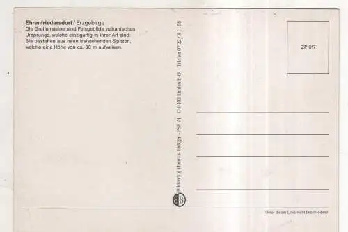 [Ansichtskarte] GERMANY  - Ehrenfriedersdorf / Erzgebirge - Ausflugsgebiet Greifensteine. 