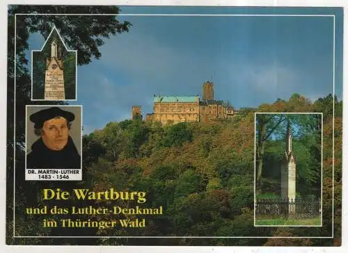 [Ansichtskarte] GERMANY  -  Die Wartburg und das Luther-Denkmal im Thüringer Wald. 