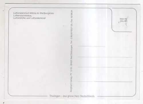 [Ansichtskarte] GERMANY  - Möhra im Wartburgkreis - Lutherstammhaus, Lutherkirche und Lutherdenkmal. 