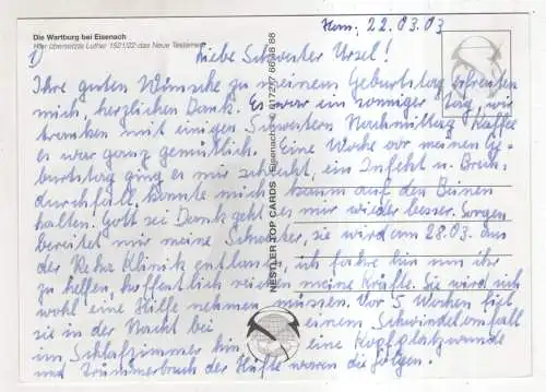 [Ansichtskarte] GERMANY  - Eisenach - Wartburg - Martin Luther auf der Wartburg. 
