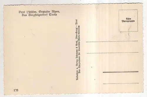 [Ansichtskarte] AUSTRIA - Vent - Oetztaler-Alpen. 