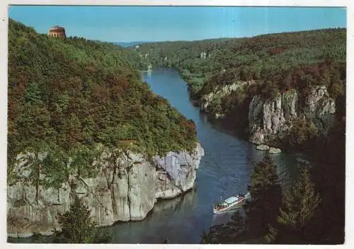 [Ansichtskarte] GERMANY  - Donaudurchbruch bei Kloster Weltenburg mit Blick auf die Befreiungshalle. 