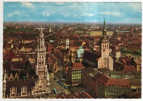 [Ansichtskarte] GERMANY - München - Blick von der Frauenkirche auf Rathaus und St. Peter. 