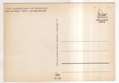 [Ansichtskarte] GERMANY - Immenstaad am Bodensee - Blick auf Hotel Schiff und Seestraße West. 