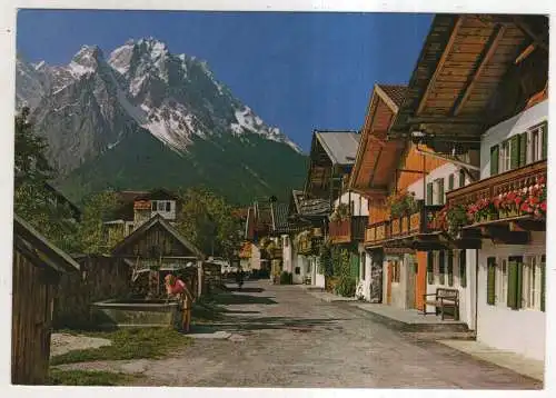 [Ansichtskarte] GERMANY - Garmisch-Partenkirchen - Frühlingsstraße in Garmisch gegen Kl. u. Gr. Waxenstein und Zugspitze. 