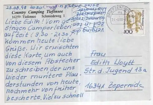 [Ansichtskarte] Tiefensee - Country Camping Tiefensee. 