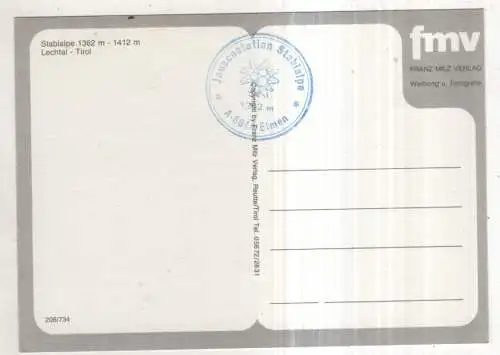 [Ansichtskarte] AUSTRIA - Stabalpe  /  Lechtal. 