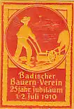 [Ansichtskarte] REKLAMEMARKE - Badischer Bauern-Verein 25. jähr. Jubiläum 1910. 