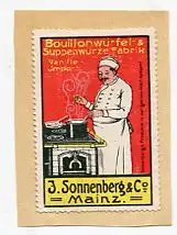 [Ansichtskarte] REKLAMEMARKE - Bouillonwürfel & Suppenwürze Fabrik  Sonnenger & Co. Mainz. 