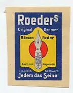 [Ansichtskarte] REKLAMEMARKE - Roeders Original Bremer Börsen Feder. 