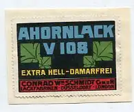[Ansichtskarte] REKLAMEMARKE - Ahornlack Conrad Wm Schmidt Lackfabriken Düsseldorf - London. 