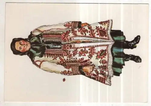 [Ansichtskarte] TRACHTEN - Romania - Sächsiche Bäuerin aus Bootsch / Kreis Mures im Kirchenpelz. 