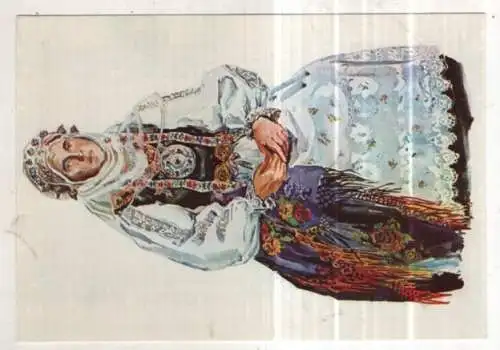 [Ansichtskarte] TRACHTEN - Romania - Gebockelte sächsische Bäuerin aus Bodendorf / Kreis Brasov in Festtracht. 