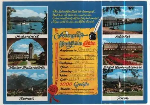 [Ansichtskarte] GERMANY - Fraueninsel - Kloster Frauenwörth - Bernau - Feldwies - Schloß Herrenchiemsee - Prien. 