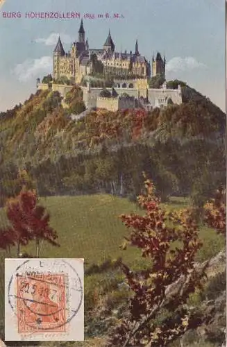 [Hand-Koloriert] Burg Hohenzollern (855 m ü. M.). 