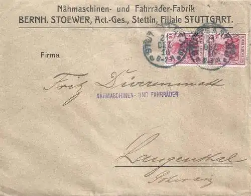 Deutsches Reich Nur Hauptgebiet 1910 Nr 86I Brief