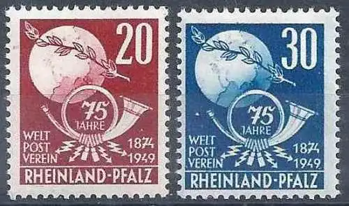 All. Bes. Franz. Zone Rheinland-Pfalz 1949 Nr 51 - 52 Falz / Gummimängel / *