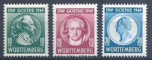 All. Bes. Franz. Zone Württemberg-H. 1949 Nr 44 - 46 Postfrisch / **